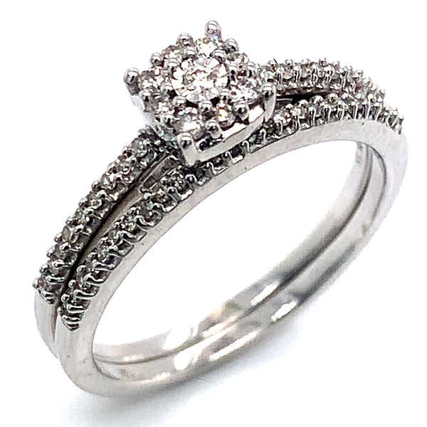 (SOFIA) Set de anillos con diamantes en oro blanco 10k