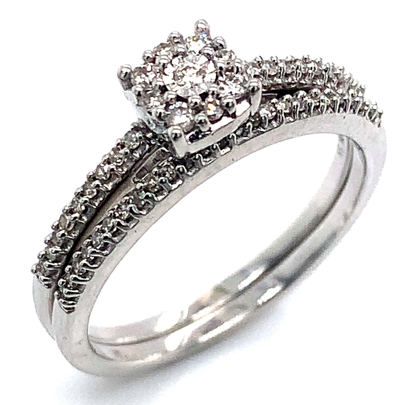 (SOFIA) Set de anillos con diamantes en oro blanco 10k