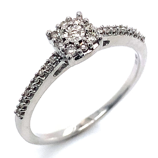 (SOFIA) Set de anillos con diamantes en oro blanco 10k