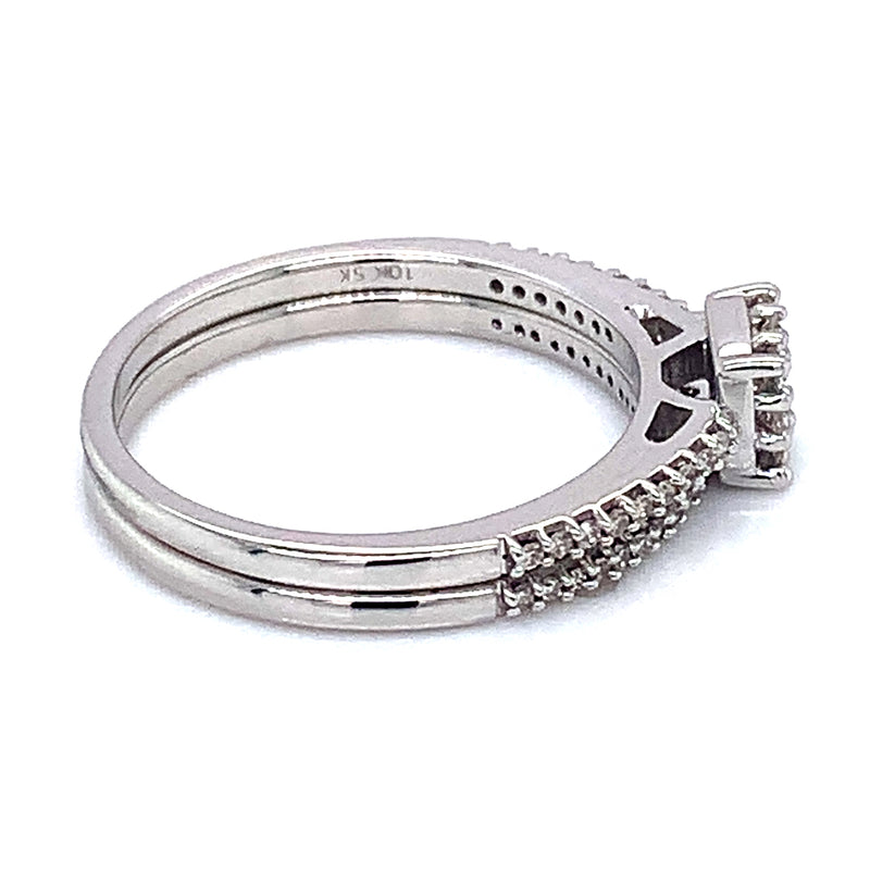 (SOFIA) Set de anillos con diamantes en oro blanco 10k
