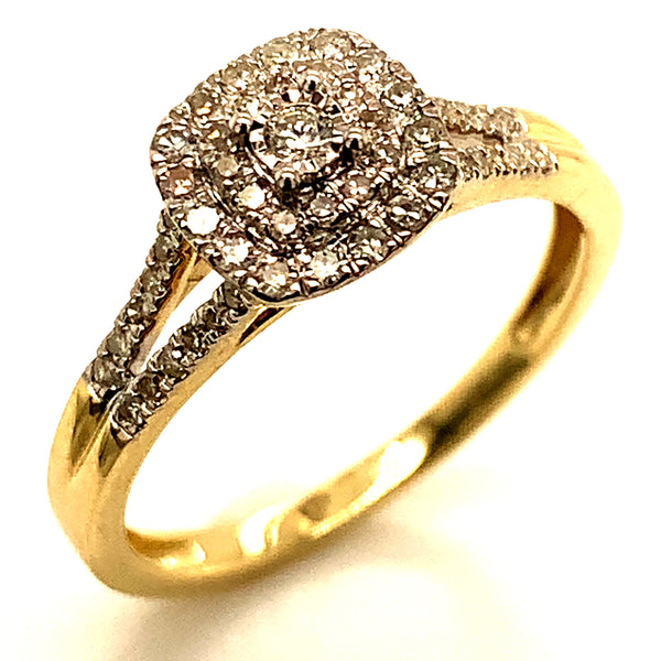 (SOFIA) Set de anillos con diamantes en oro amarillo 10k