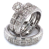 (SOFIA) Trío de anillos con diamantes en oro blanco 10k