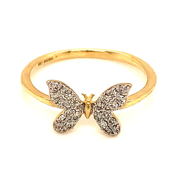 (SOFIA) Anillo (mariposa) con diamantes en oro amarillo 10k