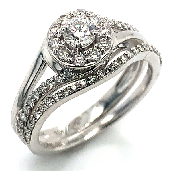(SOFIA) Set de anillos con diamantes en oro blanco 10k