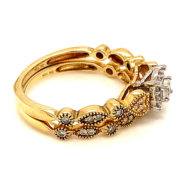 (SOFIA) Set de anillos con diamantes en oro amarillo 10k
