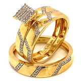 (SOFIA) Trío de anillos con diamantes en oro amarillo 10k