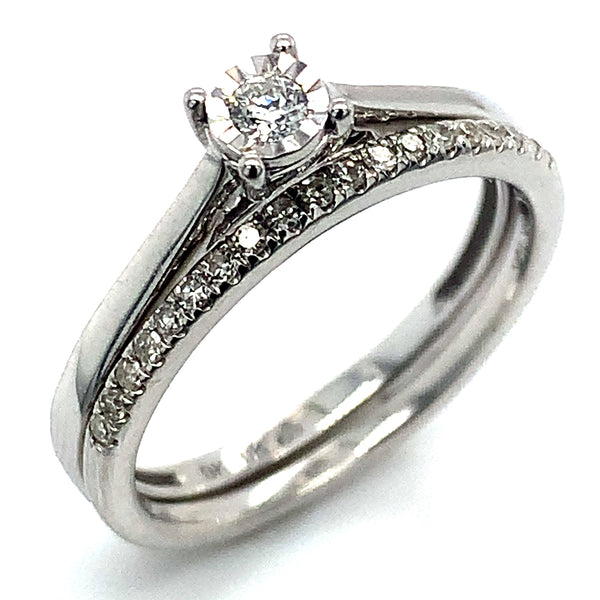 (SOFIA) Set de anillos con diamantes en oro blanco 10k