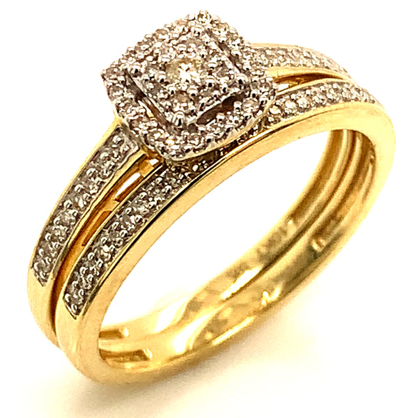 (SOFIA) Set de anillos con diamantes en oro amarillo 10k