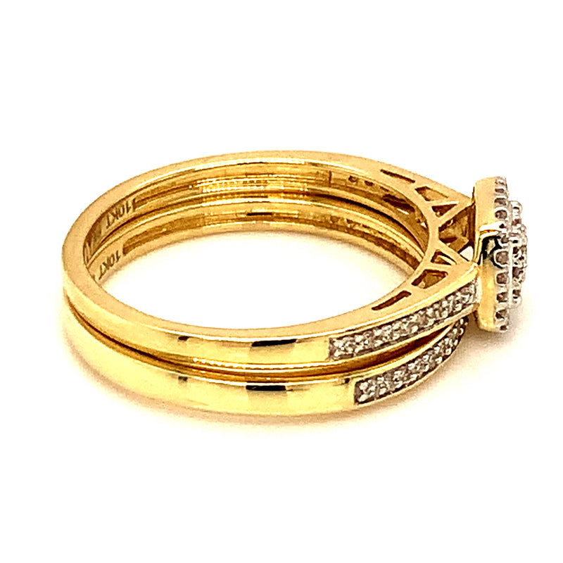 (SOFIA) Set de anillos con diamantes en oro amarillo 10k
