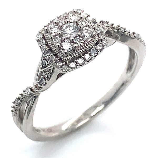 (SOFIA) Set de anillos con diamantes en oro blanco 10k