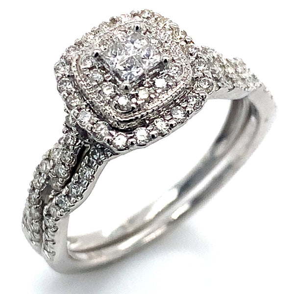 (SOFIA) Set de anillos con diamantes en oro blanco 10k