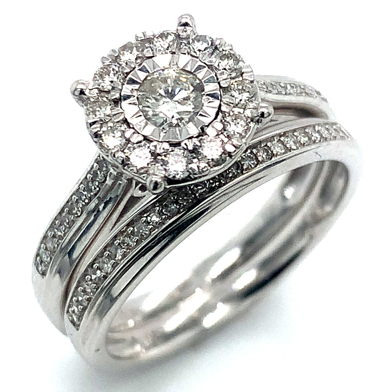 (SOFIA) Set de anillos con diamantes en oro blanco 10k