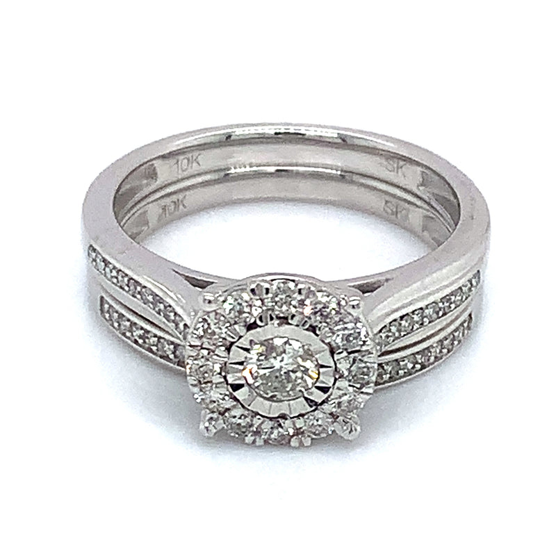 (SOFIA) Set de anillos con diamantes en oro blanco 10k