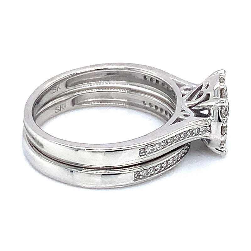 (SOFIA) Set de anillos con diamantes en oro blanco 10k