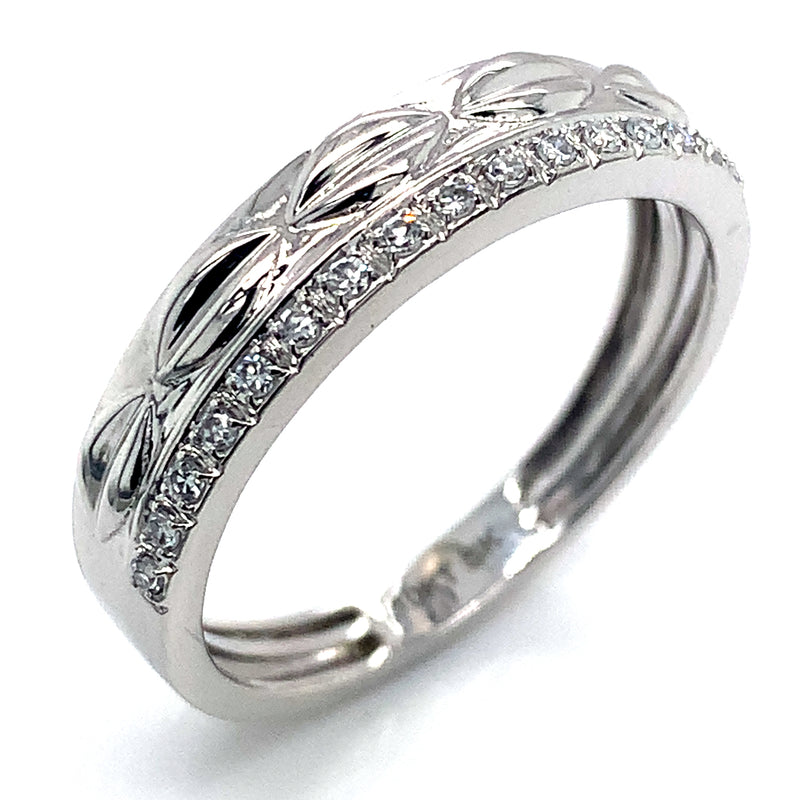 (SOFIA) Trío de anillos con diamantes en oro blanco 10k