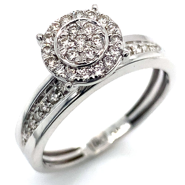 (SOFIA) Trío de anillos con diamantes en oro blanco 10k