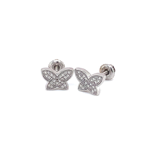 (SOFIA) Aretes (mariposa) con diamantes en oro blanco 10kt