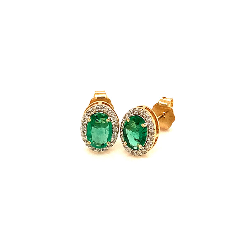Aretes con esmeralda en oro amarillo 14k.