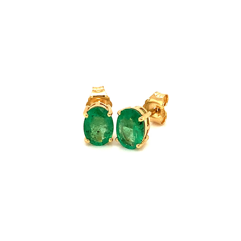 Aretes de esmeralda en oro amarillo 18k
