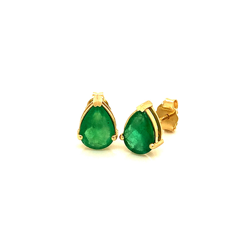 Aretes con esmeralda en oro amarillo 14k.