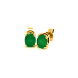 Aretes con esmeralda en oro amarillo 14k.