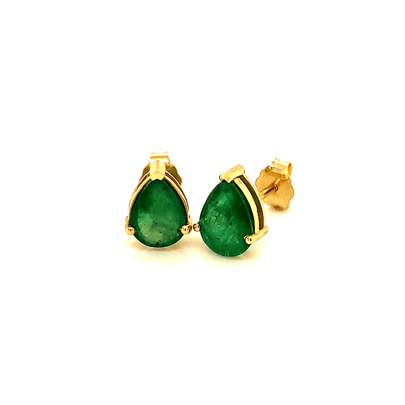 Aretes con esmeralda en oro amarillo 14k.