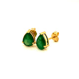 Aretes con esmeralda en oro amarillo 14k.