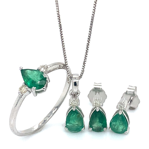 Juego de esmeralda en oro blanco 18kt.