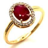 Anillo de rubi en oro amarillo 14k.