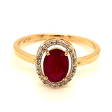 Anillo de rubi en oro amarillo 14k.
