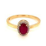 Anillo de rubi en oro amarillo 14k.