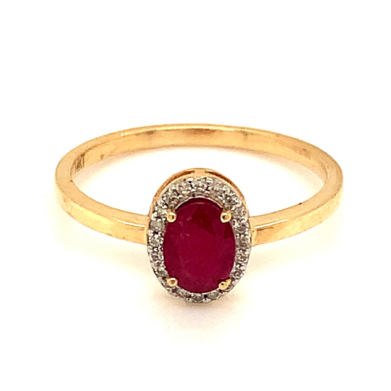 Anillo de rubi en oro amarillo 14k.