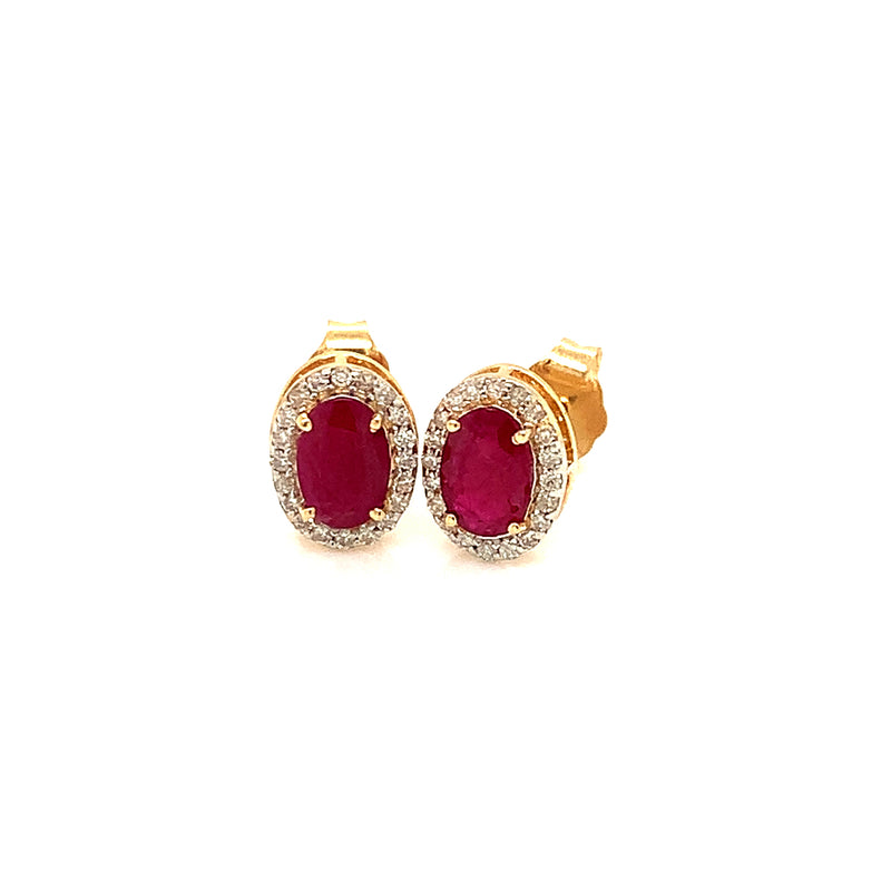 Aretes de rubí en oro amarillo 14kt