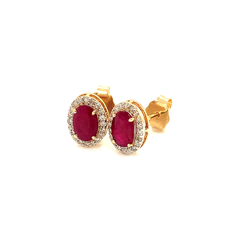 Aretes de rubí en oro amarillo 14kt