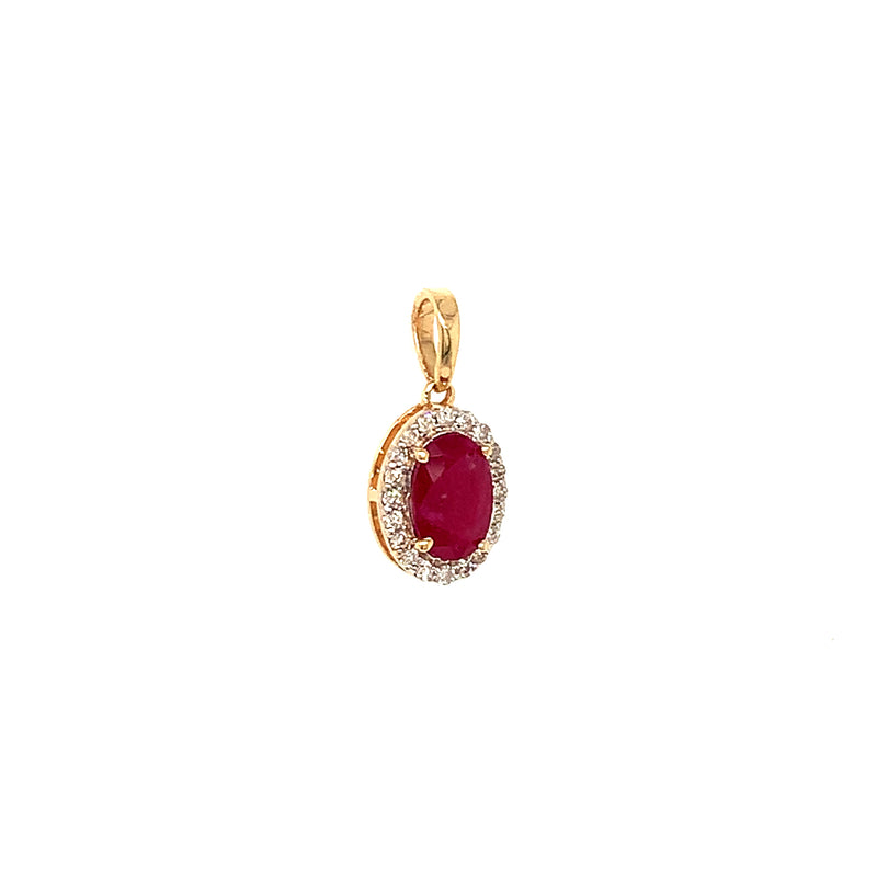 Dije de rubí en oro amarillo 14kt