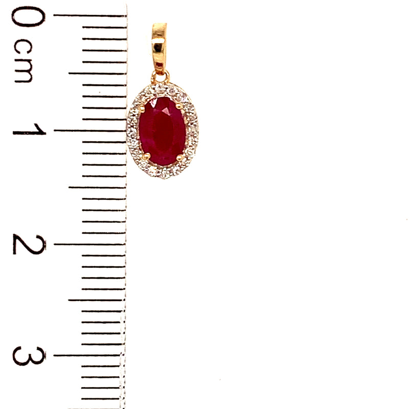 Dije de rubí en oro amarillo 14kt