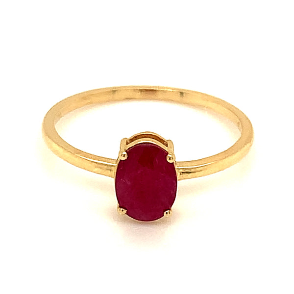 Anillo de rubi en oro amarillo 14k.