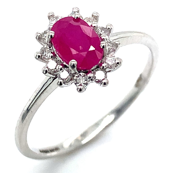 Anillo de rubi en oro blanco 14k.