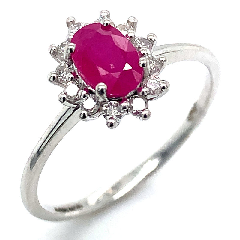 Anillo de rubi en oro blanco 14k.