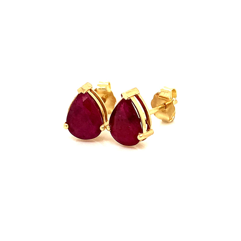 Aretes de rubí en oro amarillo 14kt