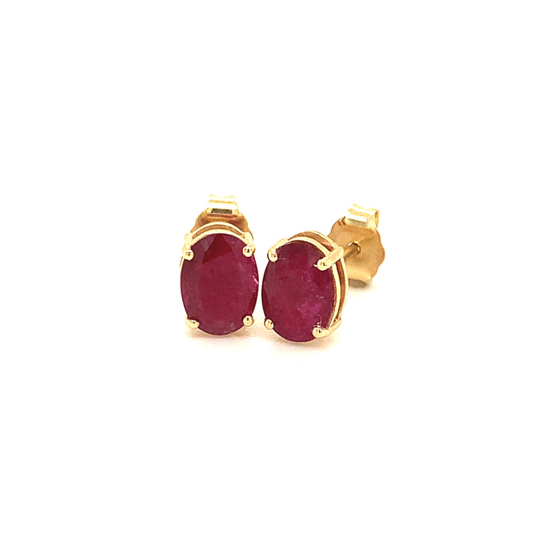 Aretes de rubí en oro amarillo 14kt