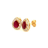 Aretes de rubí en oro amarillo 14kt