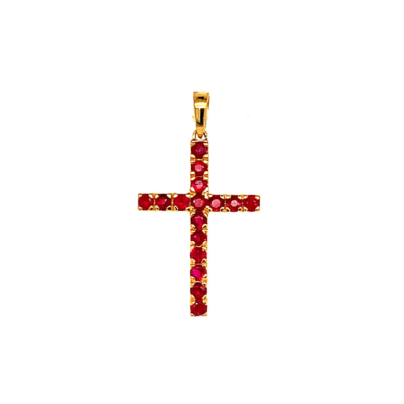 Dije de rubí (cruz) en oro amarillo 14kt ANTES: $299.00