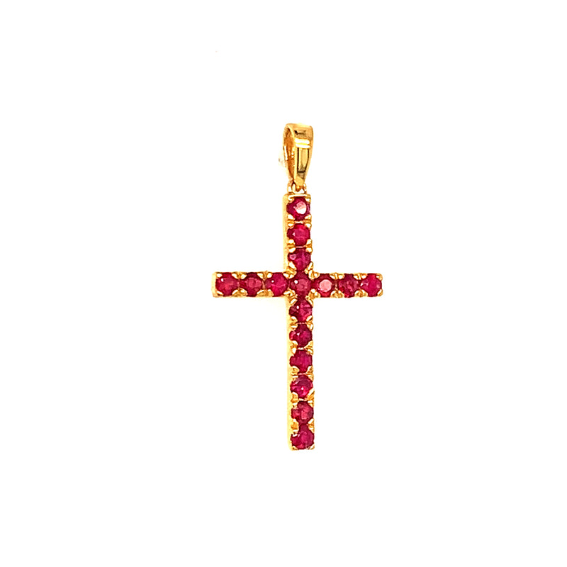 Dije de rubí (cruz) en oro amarillo 14kt ANTES: $299.00