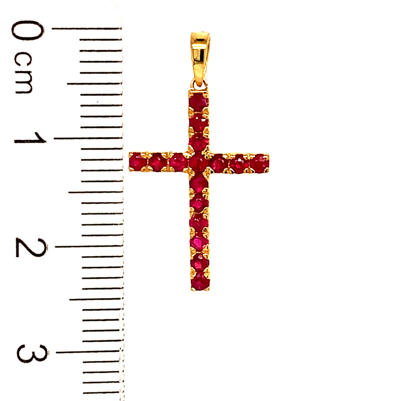 Dije de rubí (cruz) en oro amarillo 14kt ANTES: $299.00
