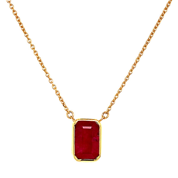 Collar de rubí en oro amarillo 14k