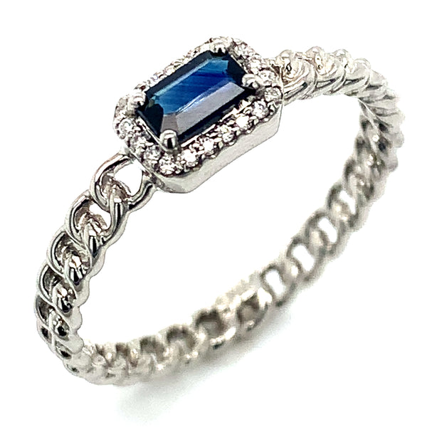 Anillo de zafiro en oro blanco 14kt