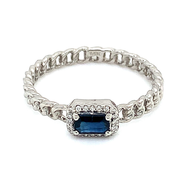 Anillo de zafiro en oro blanco 14kt
