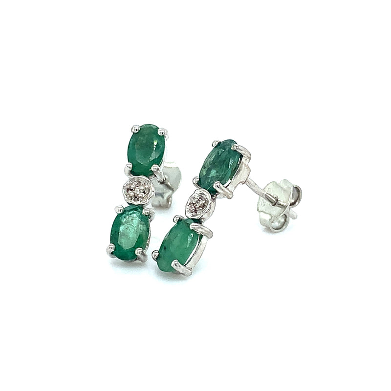 Aretes de esmeralda en plata 925.