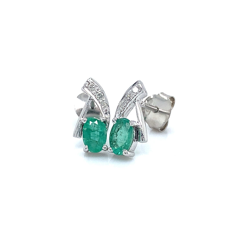 Aretes de esmeralda en plata 925.